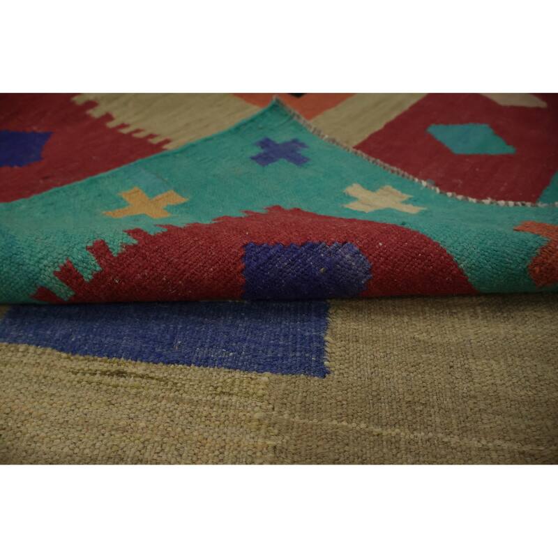 Hand Woven Oriental 100% Wool Carpet Southwestern Modern Multi-Colored Kilim Area Rug - 14' 6'' X 9' 10''