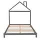 preview thumbnail 8 of 7, Wooden Full Size Platform Bed Frame, Modern Full Kids Bed Frame with House-shaped Headboard, Solid Wood Full Bedframe