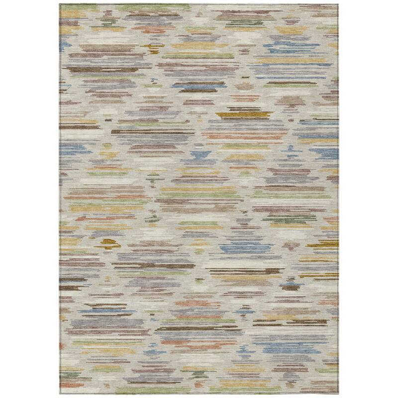 Machine Washable Indoor/ Outdoor Modern Trellis Chantille Rug