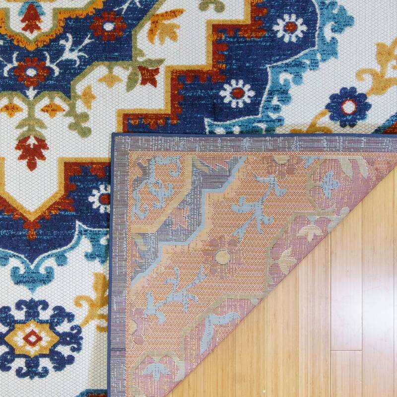 Gertmenian Kalari Modern Bold Multicolored High-Low UV Protected Polypropylene Woven Indoor/ Outdoor Area Rug Collection
