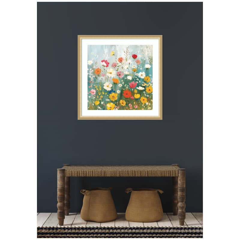 Kate and Laurel Framed Art Boho WIldflower Garden by The Creative Bunch Studio
