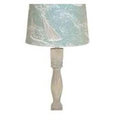 Distressed Washed wood Finish Table Lamp with Sail Away Printed Shade