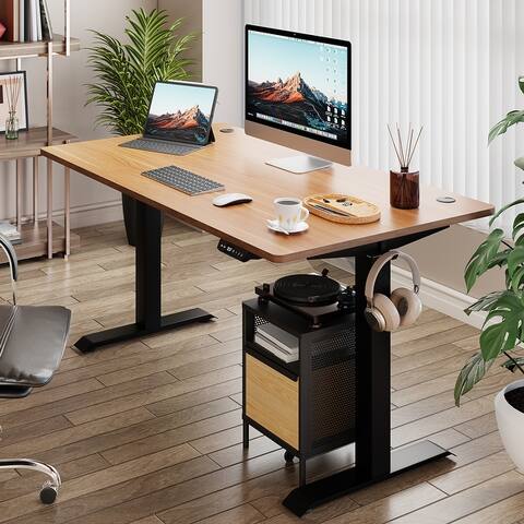 Futzca Height Adjustable Electric Standing Desk Sit Stand Computer Stand up Desk with Splice Board(White)