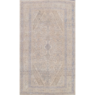 Vintage Distressed Geometric Hamedan Persian Area Rug Wool Handmade - 6'11" x 9'11"