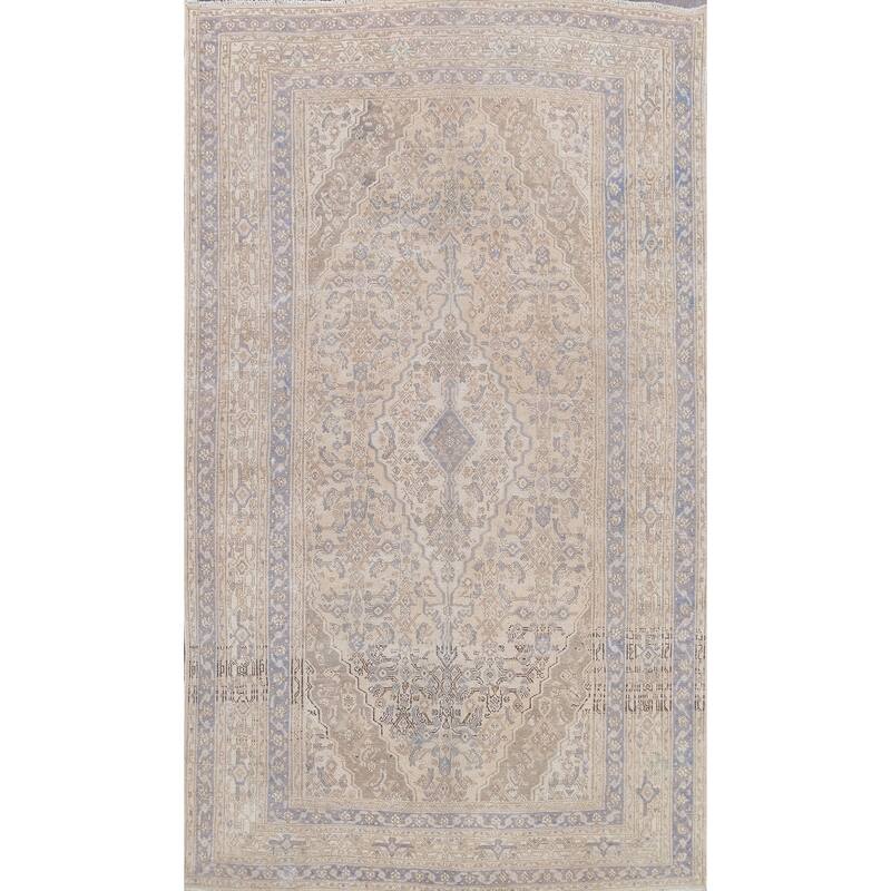 Vintage Distressed Geometric Hamedan Persian Area Rug Wool Handmade - 6'11" x 9'11"