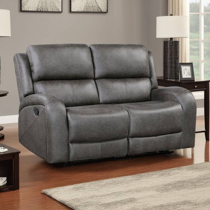 Patsy Manual Recliner Loveseat, Gray Polished Microfiber, 62 Inch