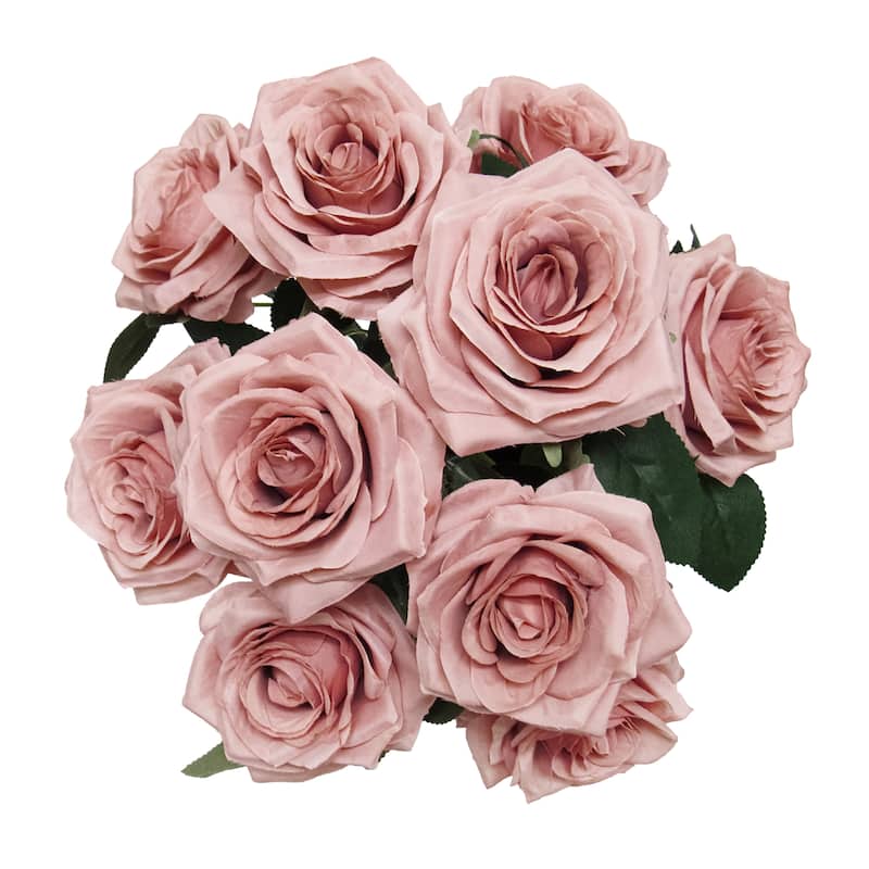 Set of 2 Artificial Queen Rose Flower Stem Bush Bouquet 18in