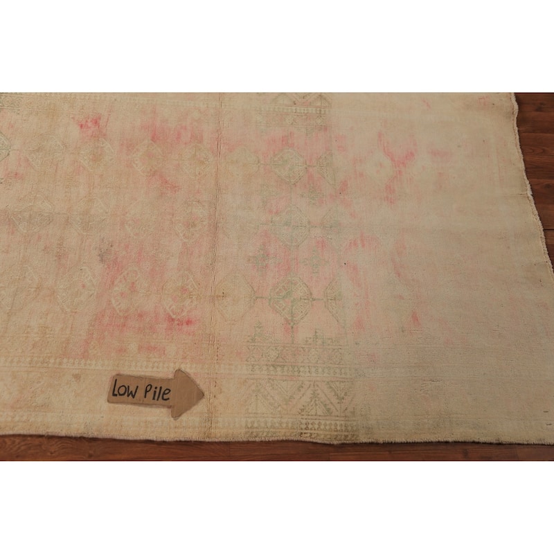 Distressed Pink Balouch Persian Vintage Rug Handmade Wool Carpet - 3'5" x 5'6"