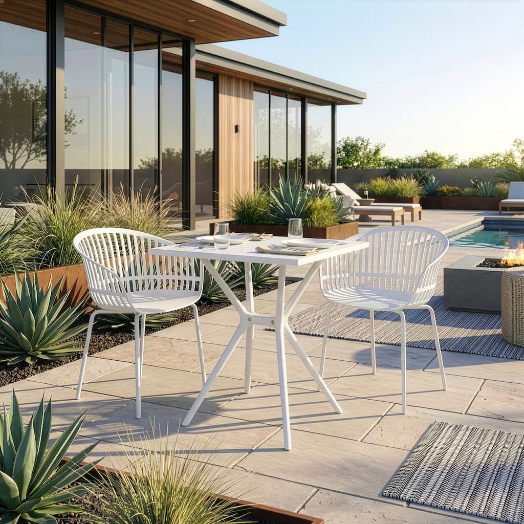 Barras Basma White Outdoor Dining 2 Seats Set