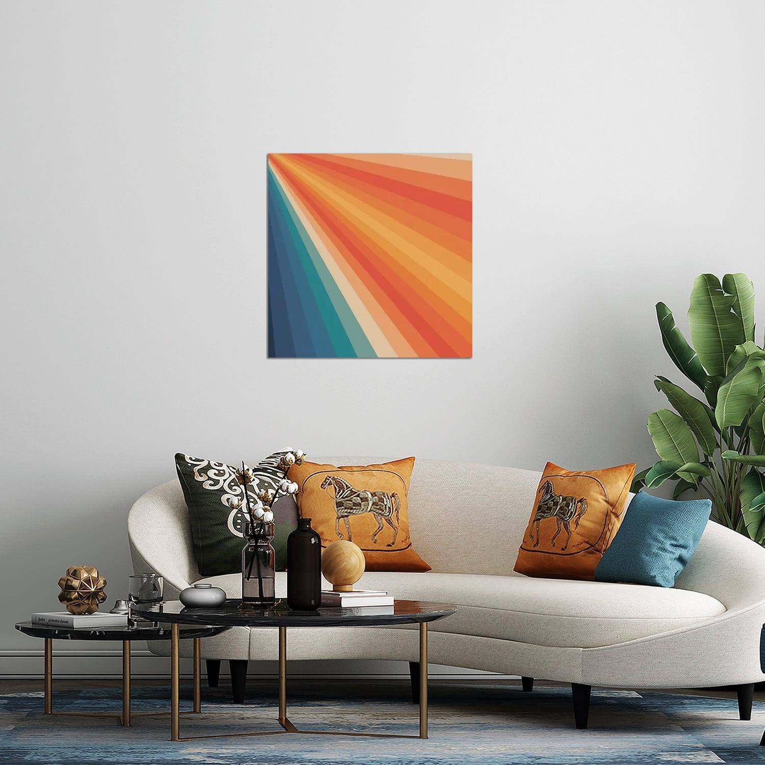 Retro 70s Sunrays Print On Acrylic Glass by Alisa Galitsyna Bed Bath