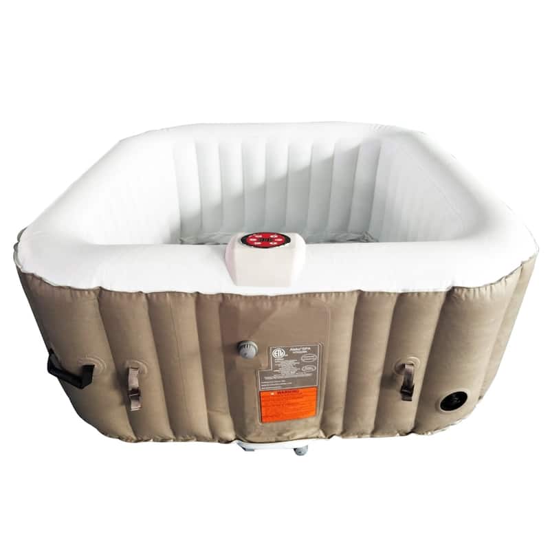 ALEKO Square Inflatable Portable Hot Tub Personal Spa 4 Person Brown