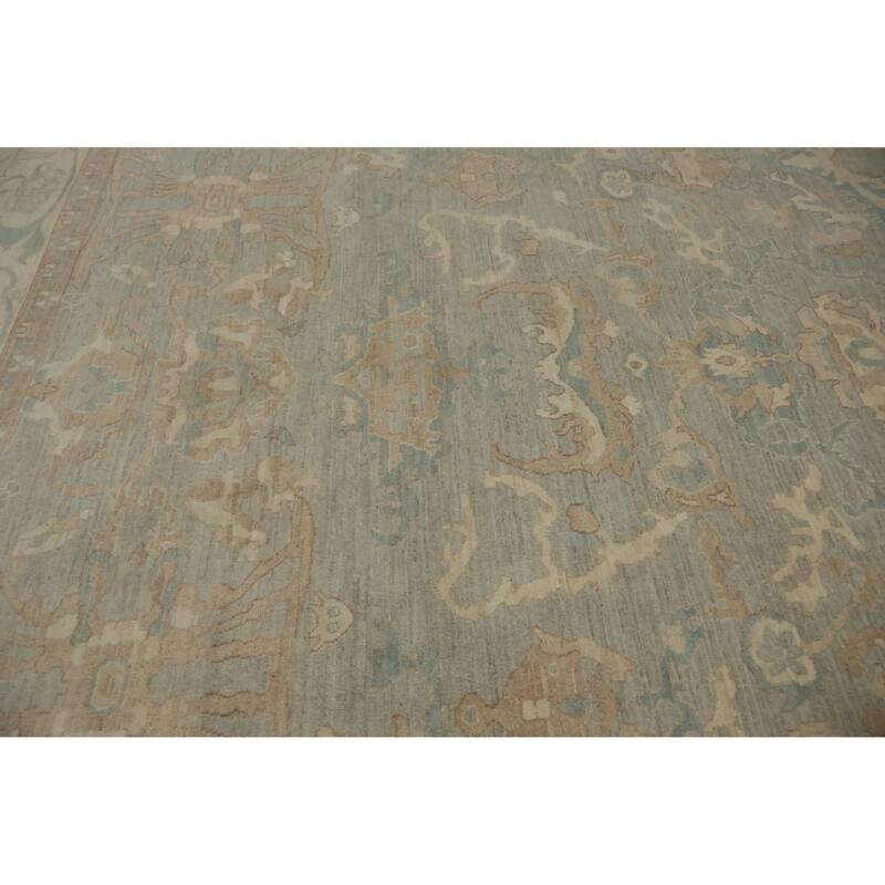 Hand Knotted Oriental 100% Wool Carpet Transitional All-Over Greys & Charcoal Oushak Area Rug - 11' 8'' X 8' 8''