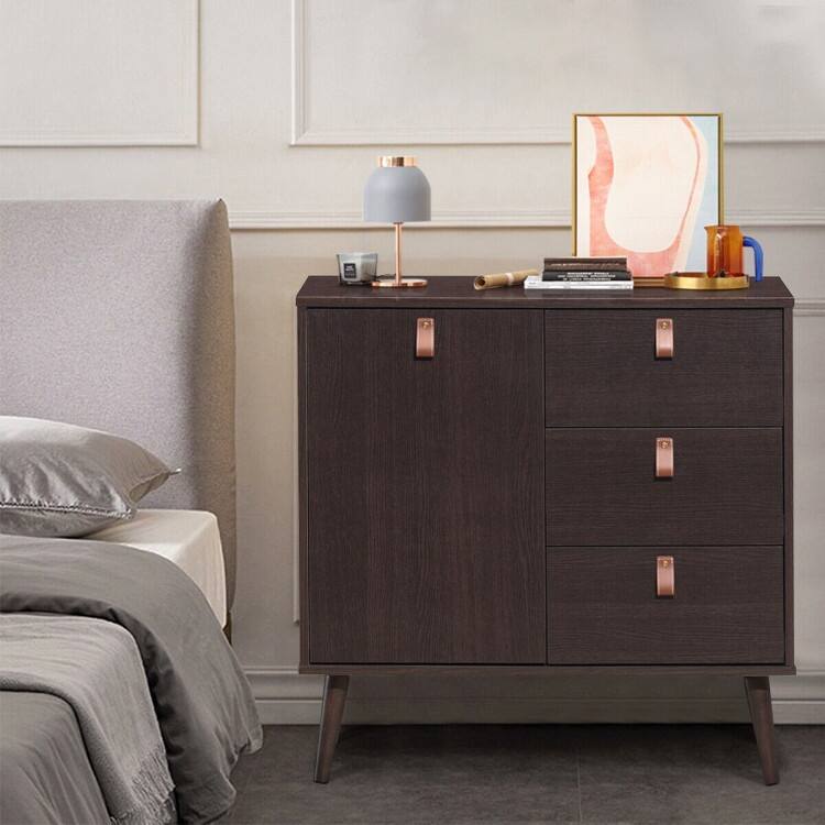 3-drawer Sideboard Storage Display Cabinet-Brown - 31.5" x 15.5" x 32" (L x W x H)