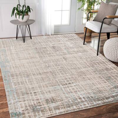 Savannah Rom Blue Polyester Area Rug