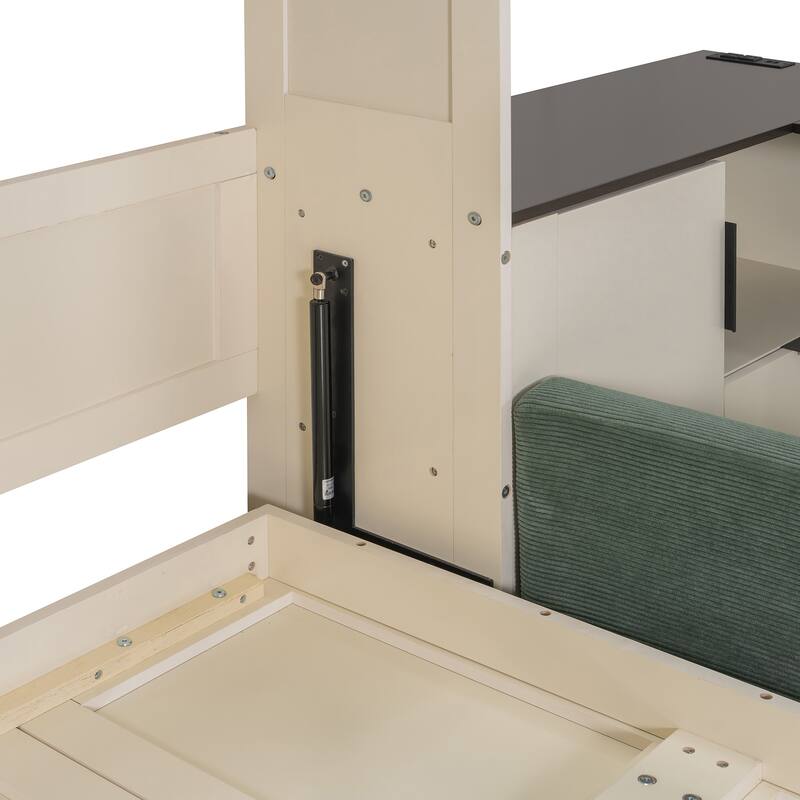 Folding Wall Bed Queen Size Murphy Bed with Sofa and L Shape Desk