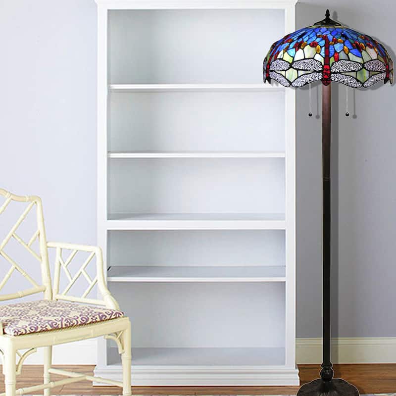 Tiffany-style Azul Dragonfly 18-inch Floor Lamp