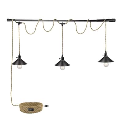 29FT 3-Light Plug in Pendant Light for Dining Room Kitchen（Rod Not Included）