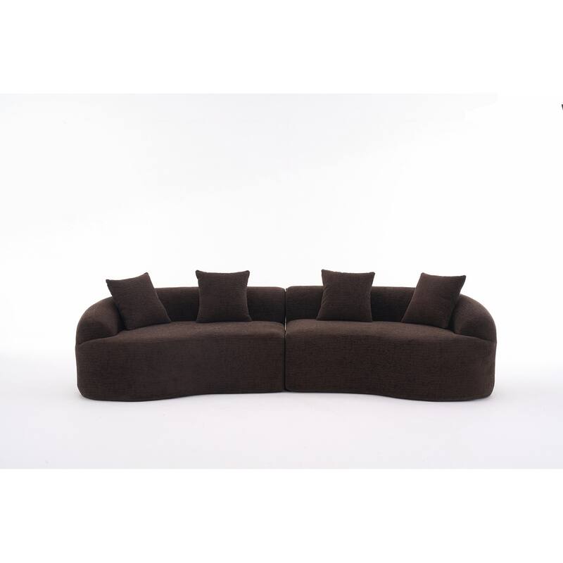 Curved Loveseat White Full Compression Sponge Sofa