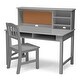 preview thumbnail 4 of 10, Kids' Wood Desk with Hutch and Chair - Includes Cork Bulletin Board, Cubbies and Cutouts for Cords and Wires
