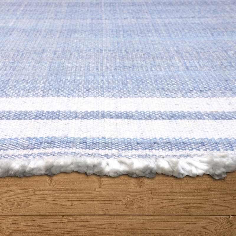 Sevita Blue Striped PET Yarn Indoor/Outdoor Area Rug