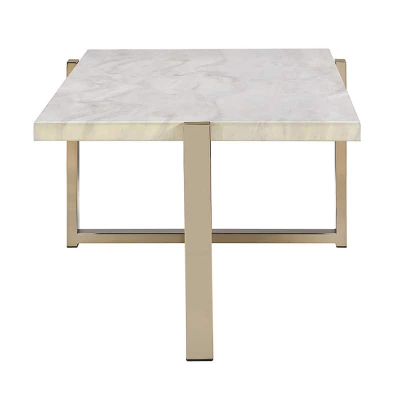 Benita Engineering Stone Top and Champagne Coffee Table