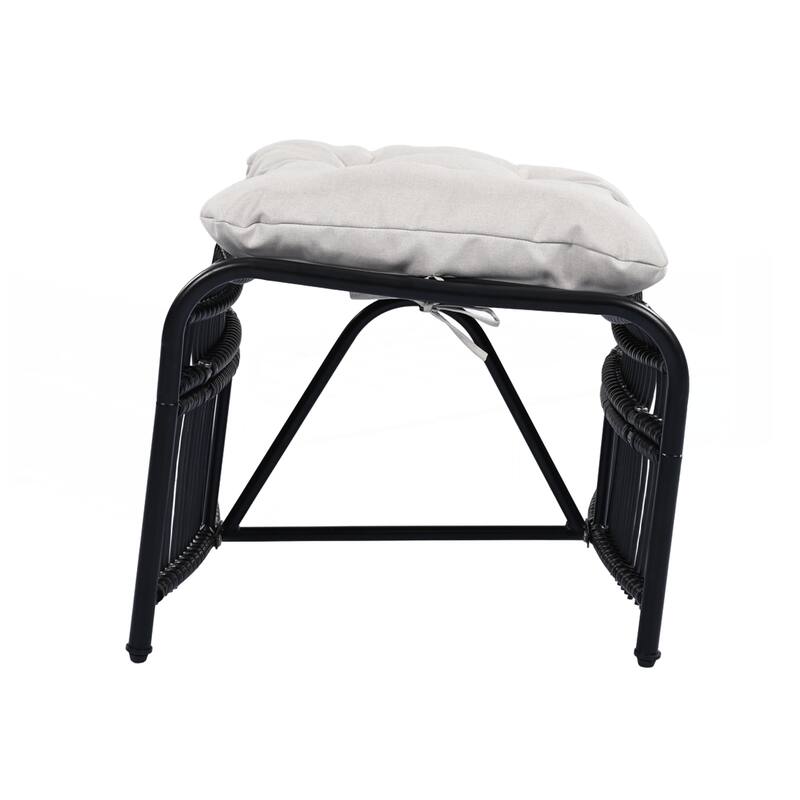 3 Pieces Wicker Outdoor Patio Furniture Set with Lounge Chair