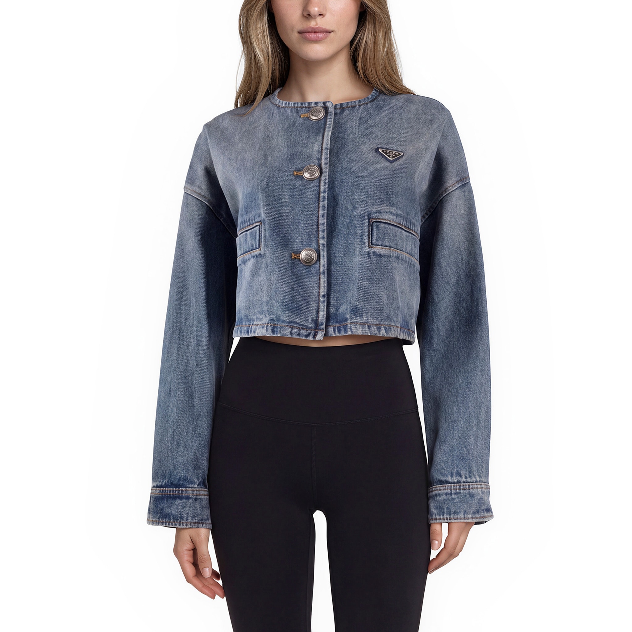 Prada Triangle Logo Denim Blouson Jacket