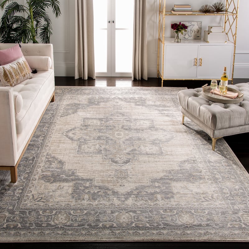 SAFAVIEH Brentwood Clara Traditional Oriental Medallion Rug - 12' x 15' - Cream/Grey