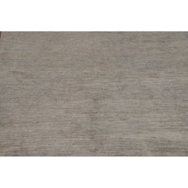 Gray Modern Gabbeh Oriental Square Area Rug Handmade Wool Carpet - 4'0"x 3'11"