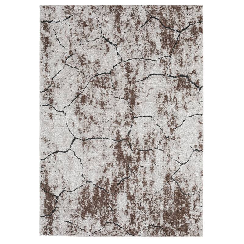 Milan Collection Abstract Stone Area Rug - 5'2'' X 7'5'' - Cream/Brown