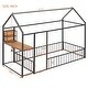 preview thumbnail 7 of 34, 2 Color Metal Twin Size Floor Bed with Desk w/USB Ports, Kids Bed with Storage Shelf