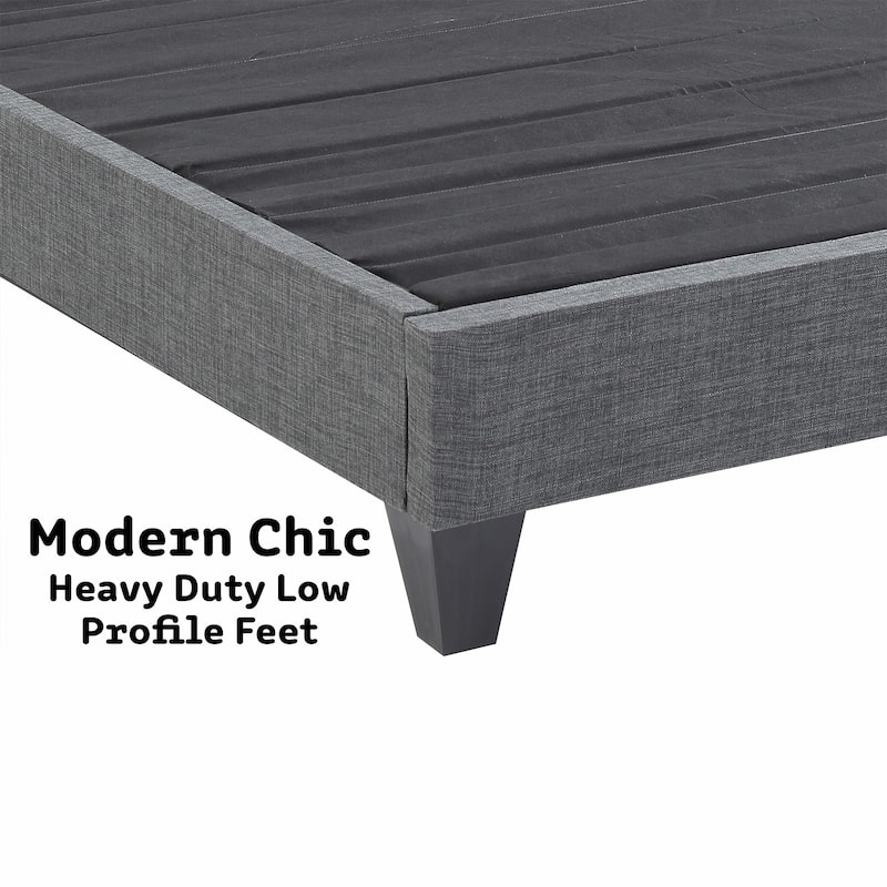 13" Modern Grey Queen Platform Bed Frame, No Headboard Design
