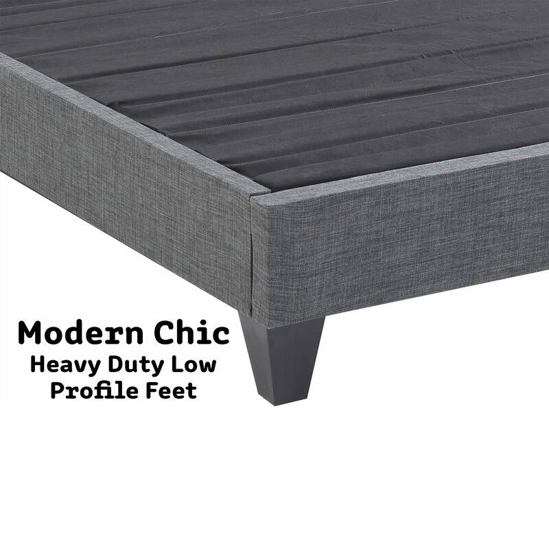 13" Modern Grey Twin Platform Bed Frame, No Headboard Design