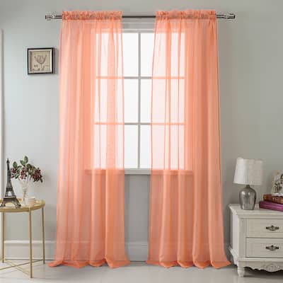 RT Designer Collection Celine Sheer 84 or 90-inch Rod Pocket Curtain Panel