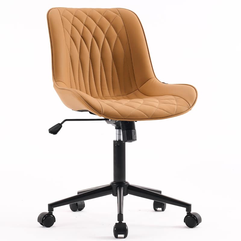 Modern Office Chair, Leather Swivel Office Chair for Home Office - Tan