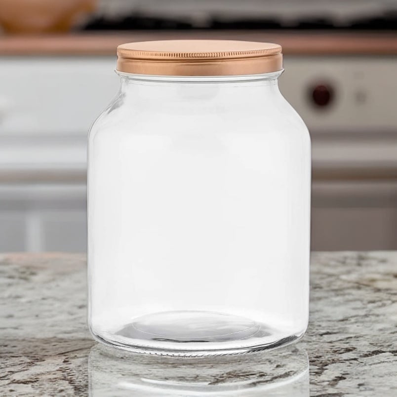 Amici Home Branson Clear Glass Storage Jar with Copper Lid - 132 oz - Clear and Copper