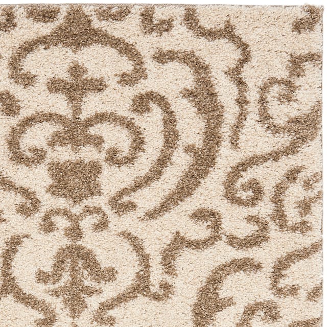 SAFAVIEH Florida Shag Honey Ornate Damask 1.2-inch Thick Rug