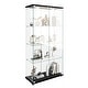 preview thumbnail 4 of 7, Modern Glass Display Cabinet with LED lights, Quick-assembly Antique Cabinet, Tempered Glass Bookshelf