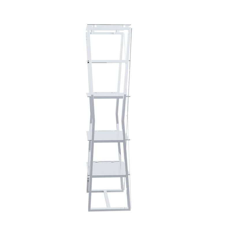 Morfell Contemporary Chrome Glass-Shelf Bookcase by Furniture of America