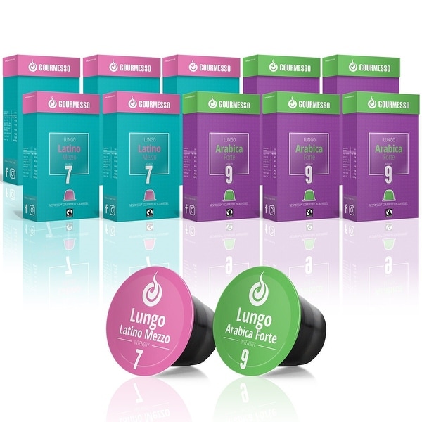 Gourmesso Lungo Bundle - 100 coffee capsules compatible with Nespresso. Opens flyout.