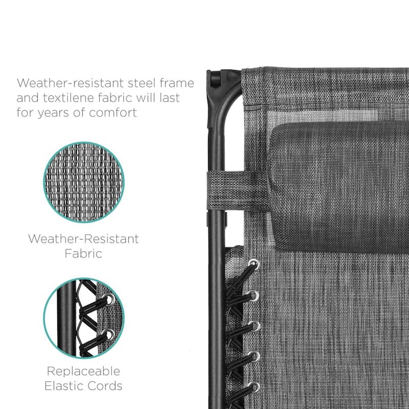 Steel Zero Gravity Outdoor Folding Reclining Patio Lounge Chair - 34 L x 27 W x 49 H (inches)