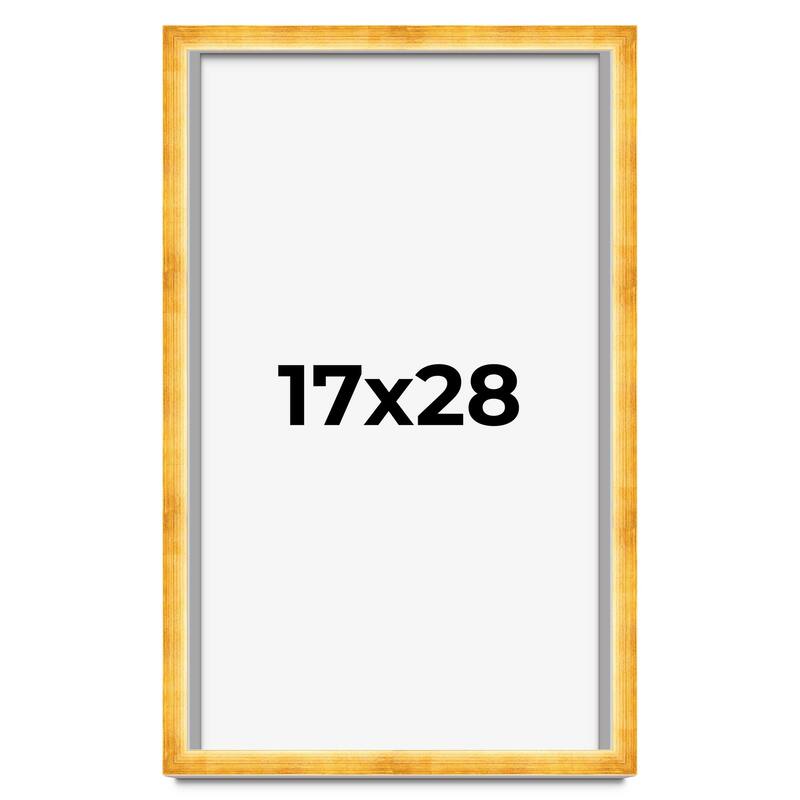 17x28 Shadow Box Frame Gold | 1.625 Inches Deep Real Wood Traditional