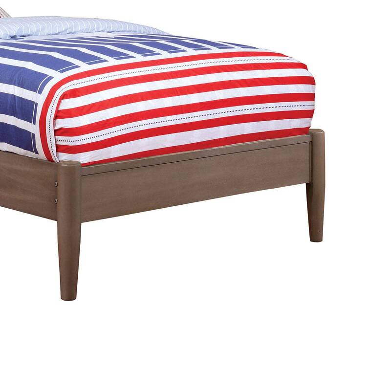 Wooden Transitional Twin Bed with Round Tapered Legs, Gray
