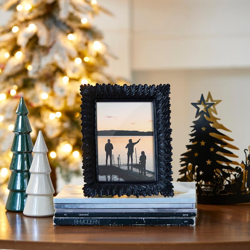 Glitzhome 5x7 Black Resin Wall Hanging or Tabletop Picture Photo Frames Set