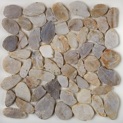 Pebble Mosaic Tile in Creamy Sand - 12.125 x 12.125