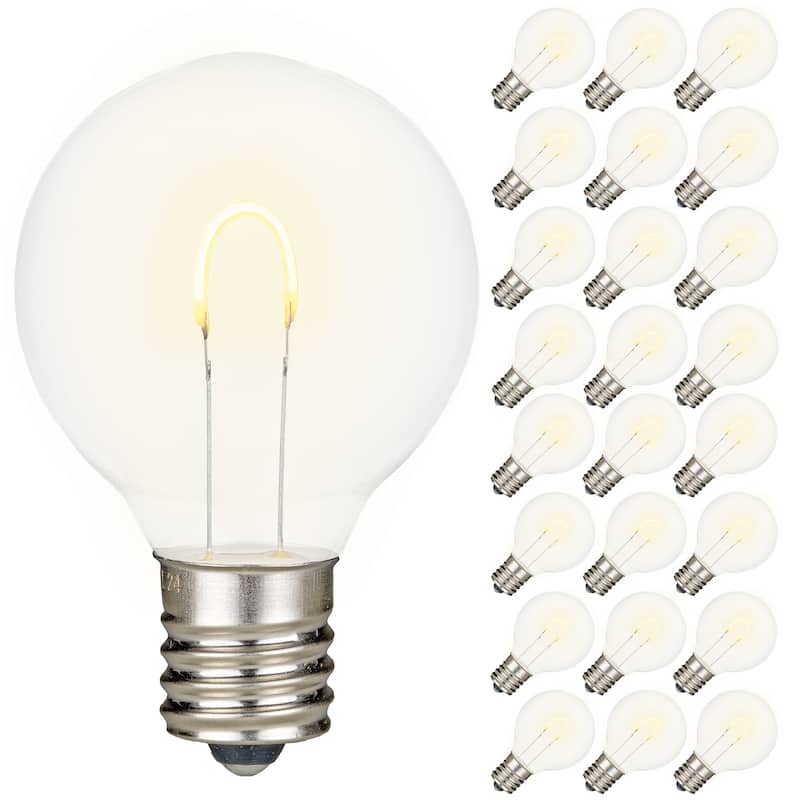 25 Pack LED G40 Plastic Filament Outdoor Globe Replacement Bulbs