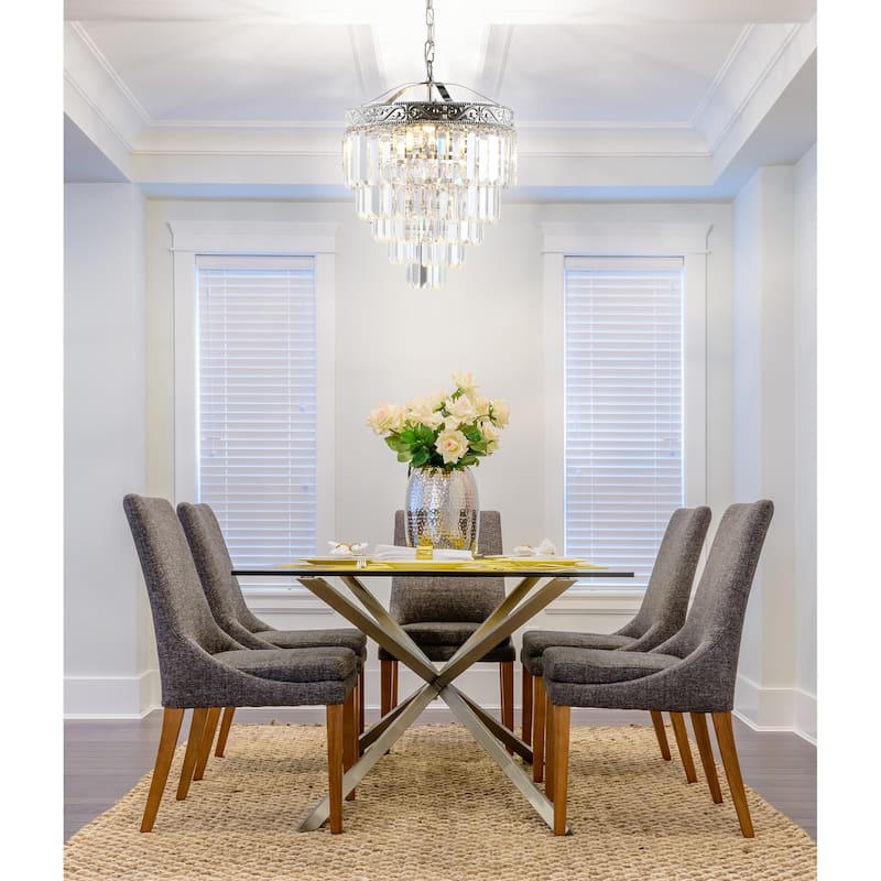 Gaines Crystal LED Chandelier, Polished Nickel/Clear by JONATHAN Y