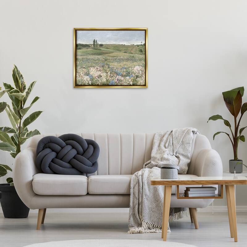 Stupell Charming Pastoral Meadow View Framed Floater Canvas Wall Art Design By Amber Sterling