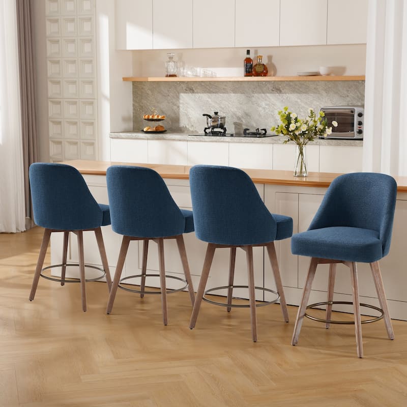 26" Counter Height Swivel Bar Stool, Upholstered Counter Stools - 39.37" (H) x 22.44" (D) x 21.65" (W)