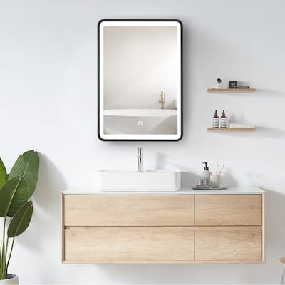 LED Mirror Cabinet with Anti-fog Function, Wall Mount Medicine Cabinet, Storage Decorative Cabinet, Waterproof Wall Cupboard
